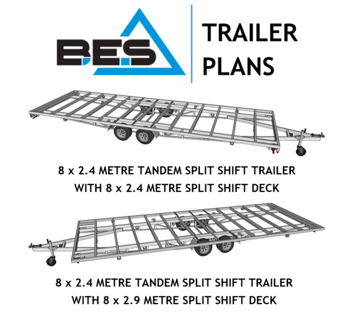 8 x 2.4 METRE TANDEM SPLIT SHIFT TRAILER